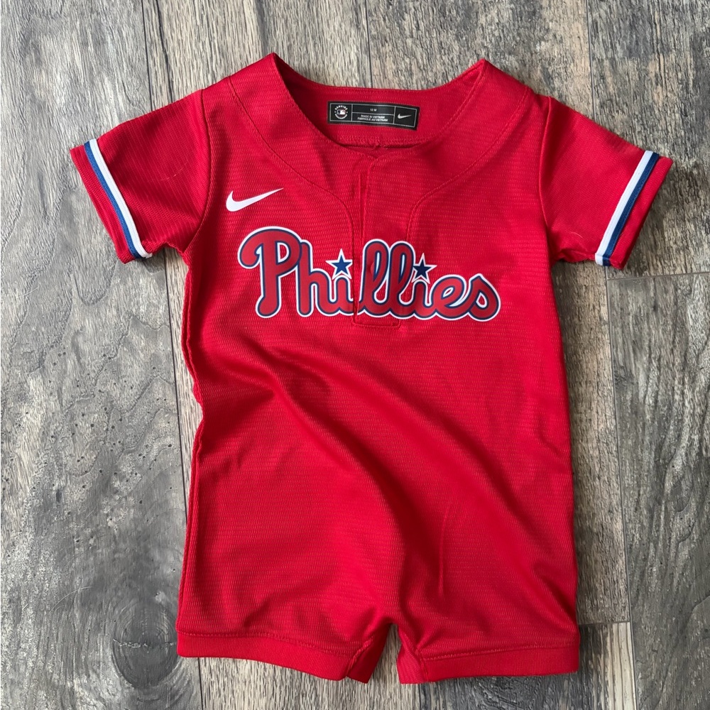 Nike Red Phillies 12M Baby Romper Jersey - Worn Once!